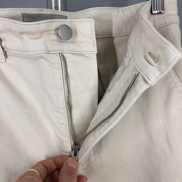 Everlane Cropped Straight Short Cuffed Hem Denim Jean in Bone‎ Sz 4 - Picture 6 of 16